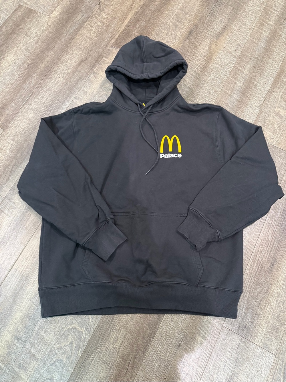 PALACE Black Hoodie with Yellow Chest Logo
